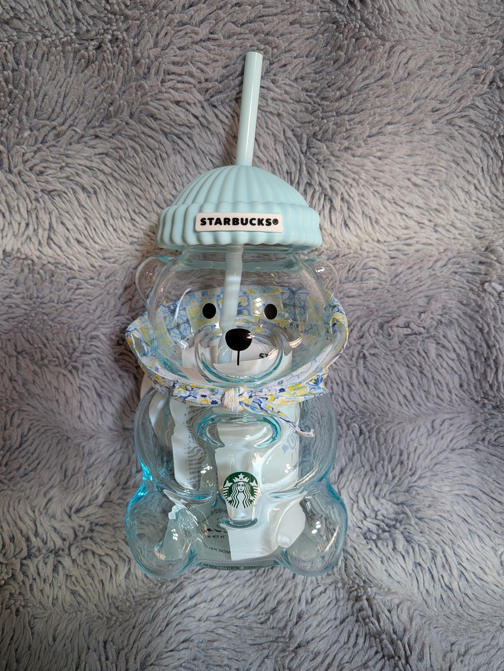 Starbucks Asia Blue Glass Bear With Matching Scarf BNWT